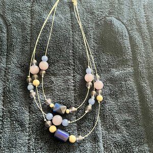 Purple, Pink, Lavender 3 String Necklace - 15 inches with 1.5 inch extender